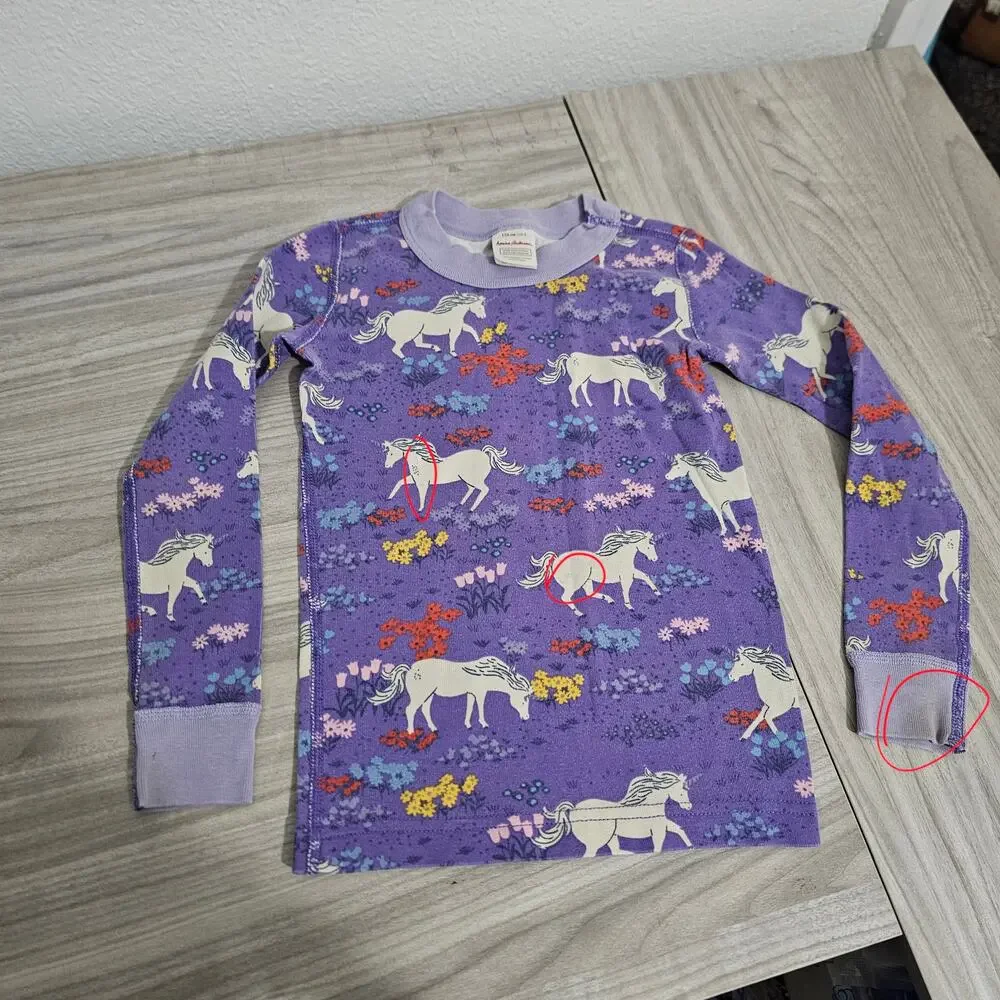 Hanna Andersson Pajama Set Purple White Unicorn Long Sleeve Girls 5
